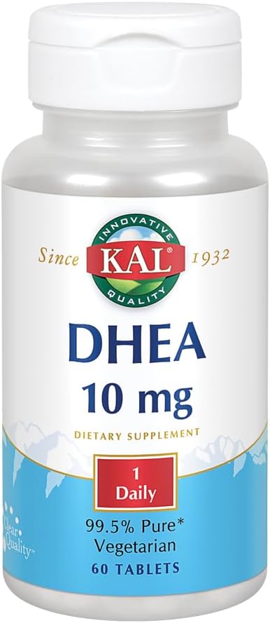 KAL DHEA-10 Tablets - 10mg DHEA Supplement for Hormone Support - 60 Tablets