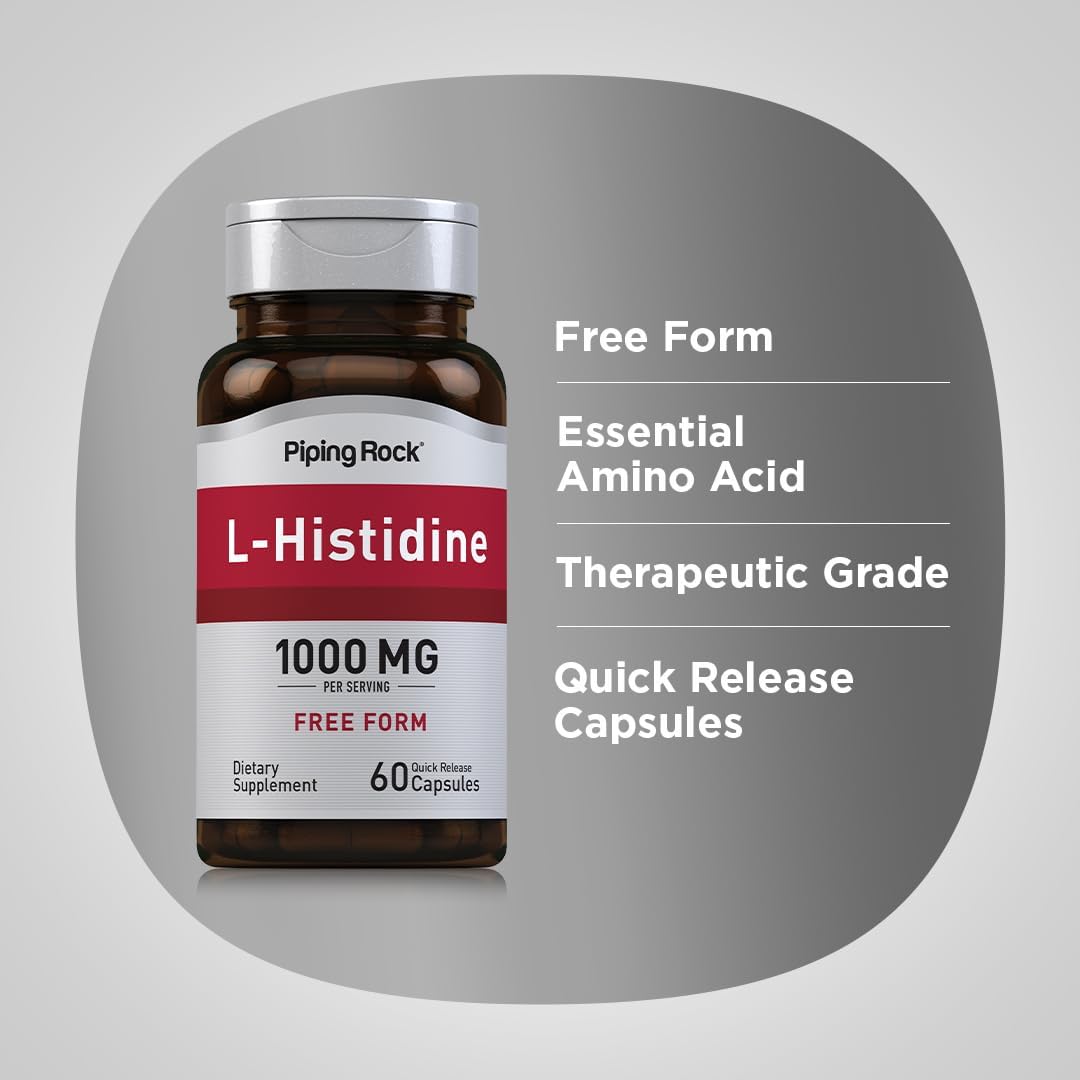 Piping Rock L-Histidine 1000 mg | 60 Capsules | Free Form Supplement - görsel 4