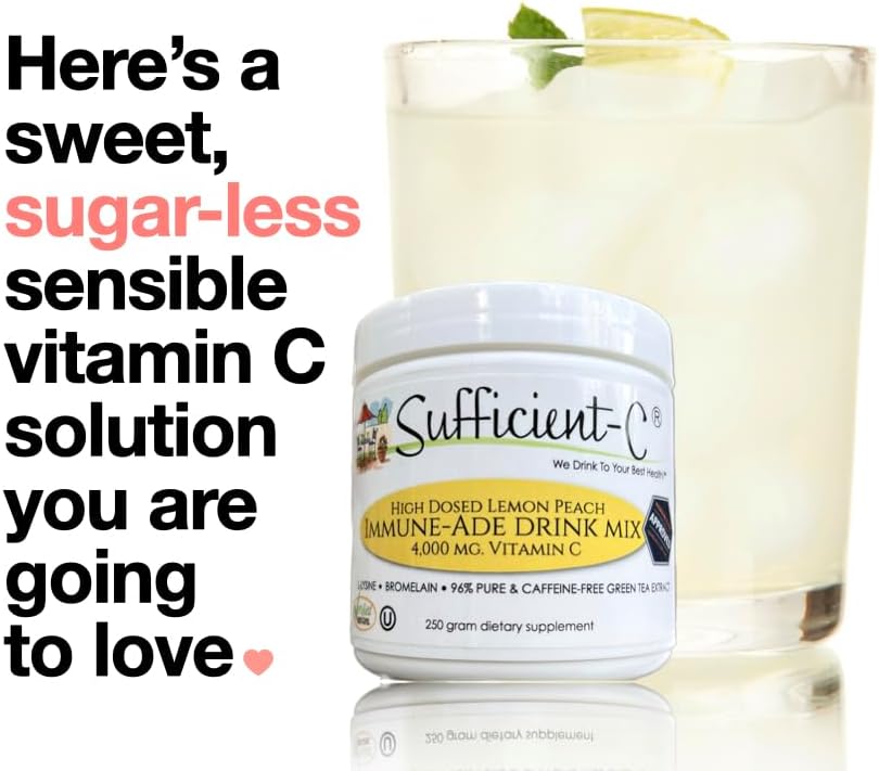 Sufficient-C 4,000mg High-Dose Vitamin C Lemon & Peach Drink Mix – 250g - görsel 8