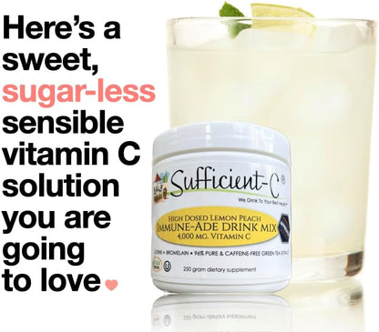 Sufficient-C 4,000mg High-Dose Vitamin C Lemon & Peach Drink Mix – 250g