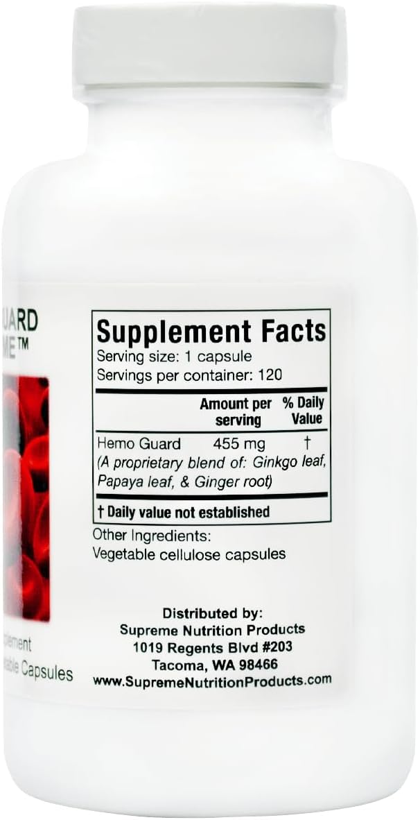Supreme Nutrition Hemo Guard Supreme, 120 Pure Herbal Combination Vegetarian Capsules - görsel 2