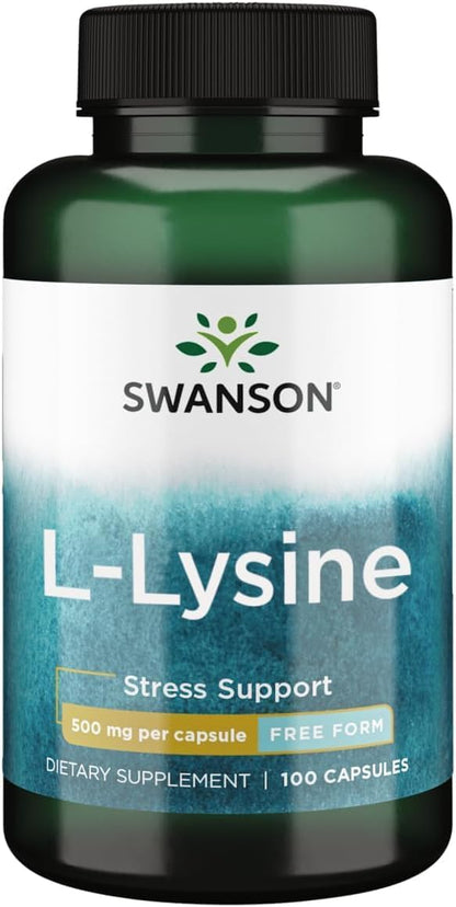 Swanson L-Lysine 500 mg Free Form Capsules (100 Capsules)