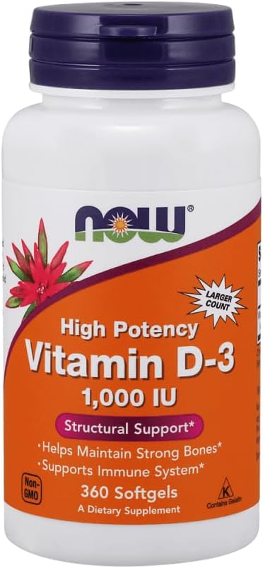 NOW Foods Vitamin D-3 1000 IU - 360 Softgels - görsel 1