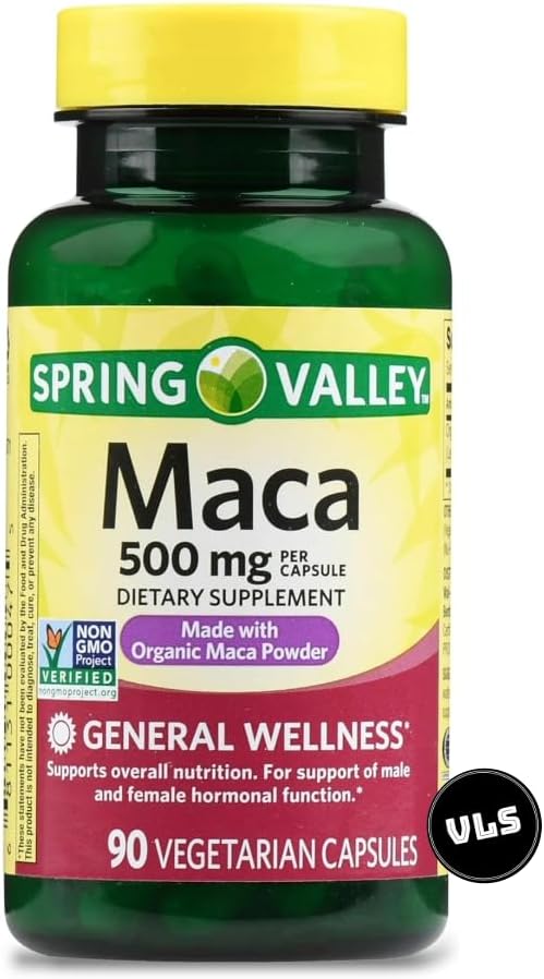 Spring Valley Organic Maca Root 500mg Capsules - Traditional Superfood for Vitality - görsel 1