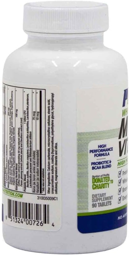Performance Inspired Nutrition Whole Food Multi Vitamin with Probiotics, BCAAs, and Herbal Complex – 90 Tablets