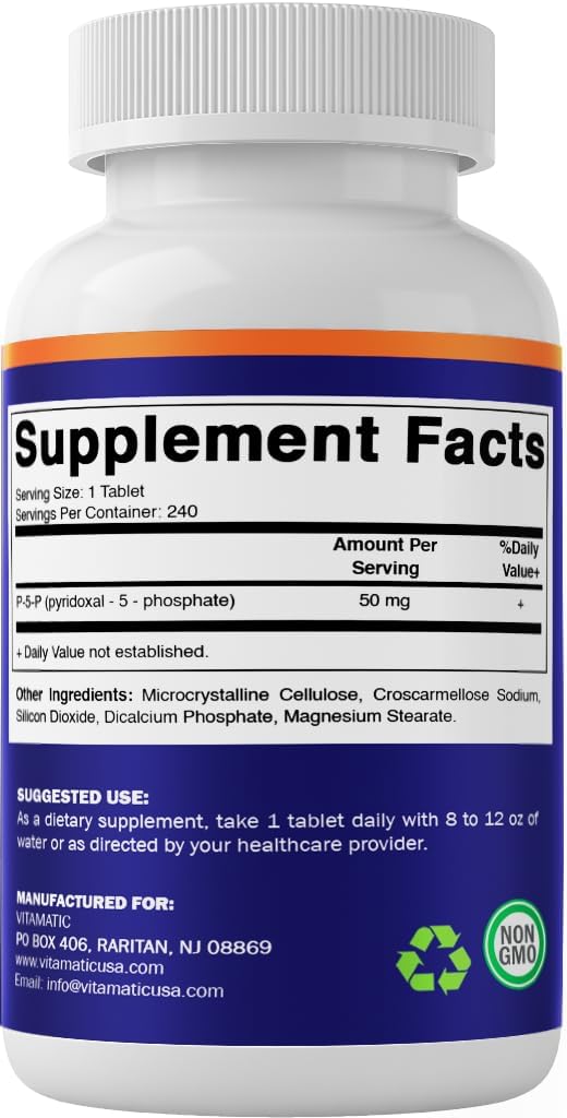 Vitamatic P5P 50 mg – Pyridoxal-5-Phosphate – Active Vitamin B6 – 240 Tablets - görsel 8