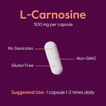 BESTVITE L-Carnosine 500mg (240 Capsules) - No Fillers, Non-GMO, Gluten-free