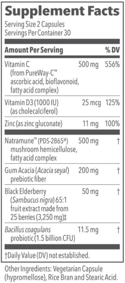 LifeSeasons Clinical Immunity – Daily Boost – Immune Support Supplement with Prebiotics, Probiotics, Elderberry, Zinc & Vitamin C + D3 (60 Capsules)