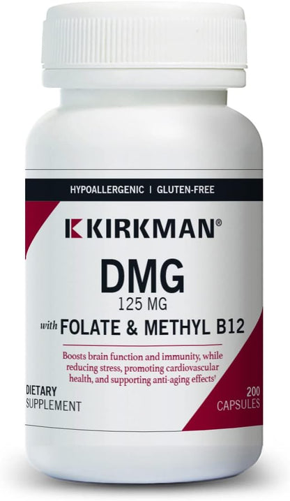 Kirkman DMG 125 mg with Folate and Methyl B12 – Hypoallergenic Formula, 100 Capsules