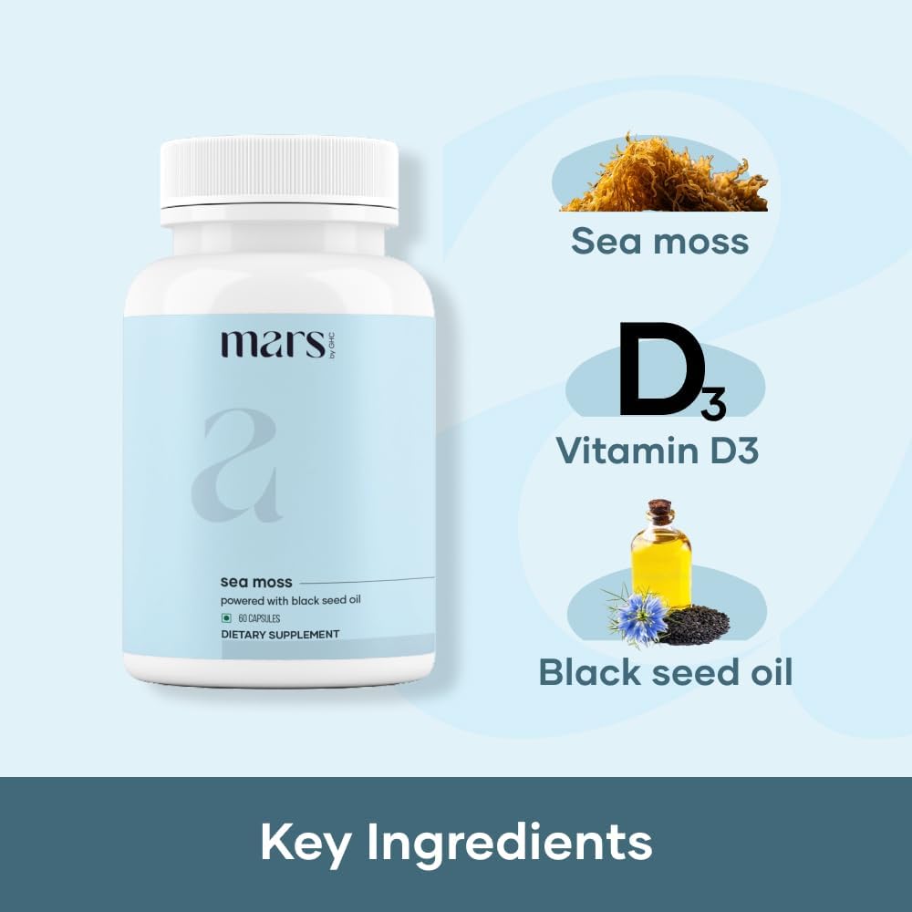 Mars by GHC Vitality Booster Combo | Shilajit Resin Sourced from ~5,500 m & Sea Moss Capsules (60 Capsules) | Natural Energy and Wellness Supplement - görsel 3