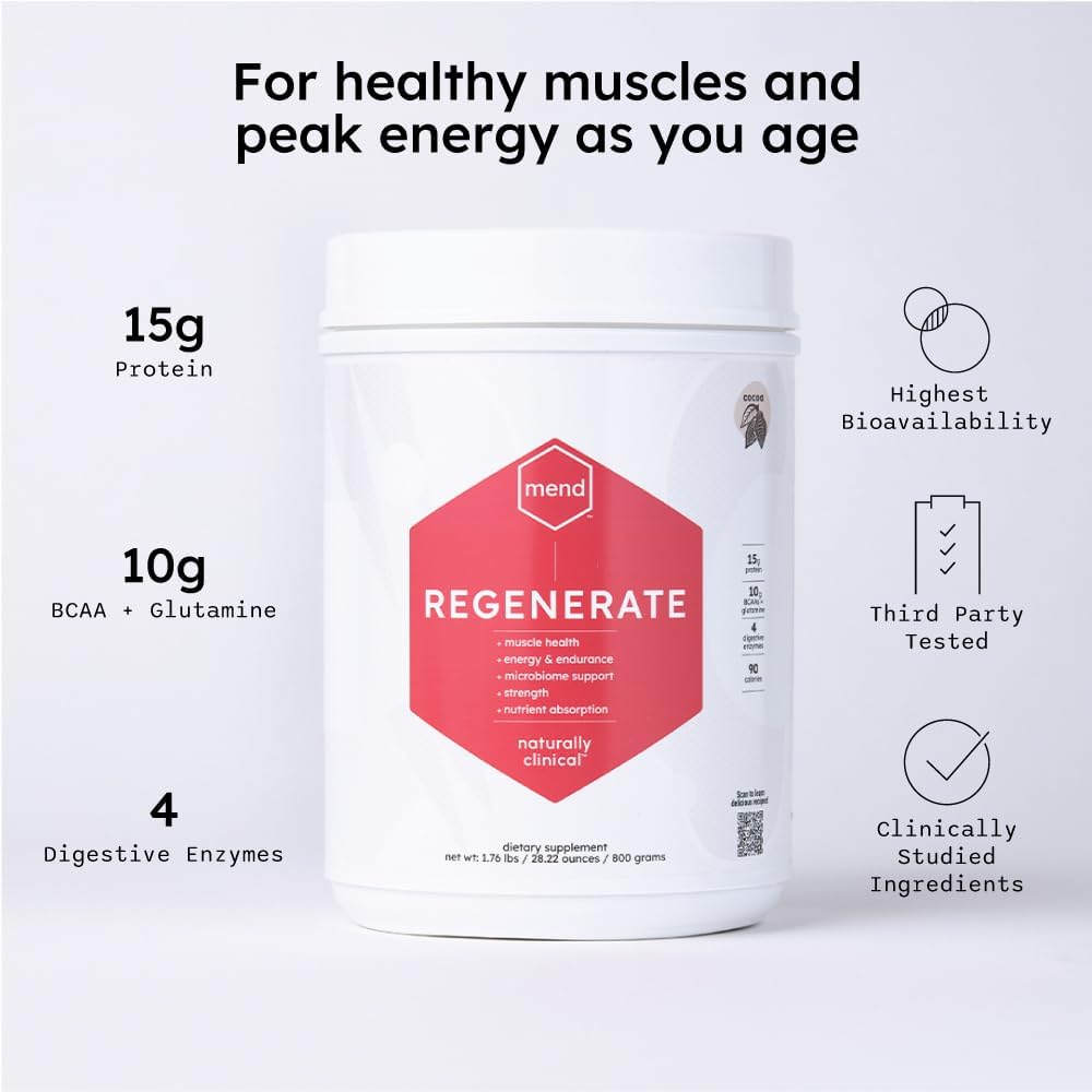 MEND Regenerate – Post-Workout Recovery Protein Powder, Cocoa, 20 Servings - görsel 2