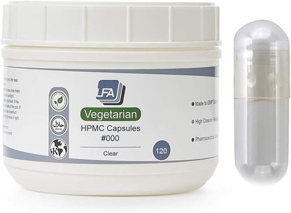 Empty Vegan Capsules Size 000 - 500 Count Clear HPMC Capsules
