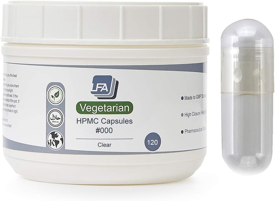 Vegan Capsules Empty Size 000 - 500 Count Clear HPMC Vegetable Capsules - görsel 9
