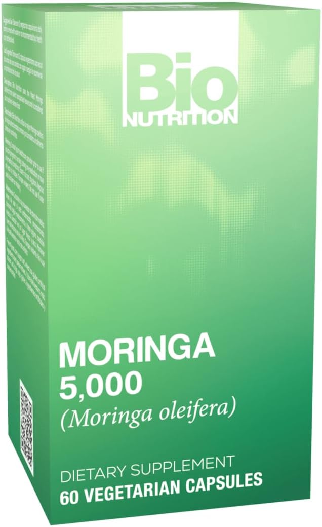 Bio Nutrition Moringa 5000mg 60 Vegetarian Capsules - Complete Green Superfood - görsel 1