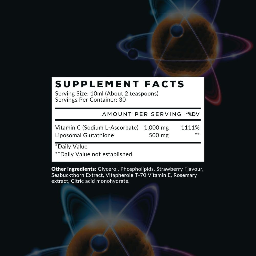 Intelligent Labs Liposomal Glutathione + Vitamin C, Advanced Liquid Antioxidant Formula, 500 mg Reduced L-Glutathione and 1000 mg Vitamin C per Serving, 30 Servings, Soya-free - görsel 2