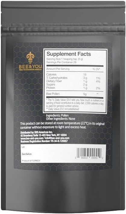 Bee and You - 100% Natural & Raw Bee Pollen Granules, Bee Pollen Supplement, Natural Superfood, Amino Acids, Antioxidants, Enzymes, Vitamin B, Paleo, Keto, Gluten-free, Adults | 140g Pack of 2 - görsel 7