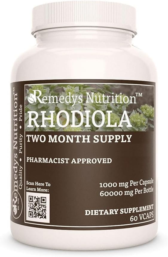 Rhodiola Rosea 1000mg, 60 Vegan Capsules - Herbal Supplement by Remedy’s Nutrition - görsel 1