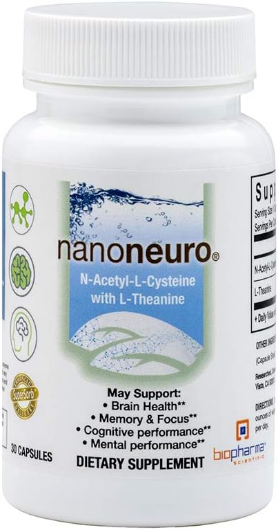 Biopharma Scientific NanoNeuro - Brain Support with NAC 600mg & L-Theanine 200mg, 30 Capsules - görsel 1