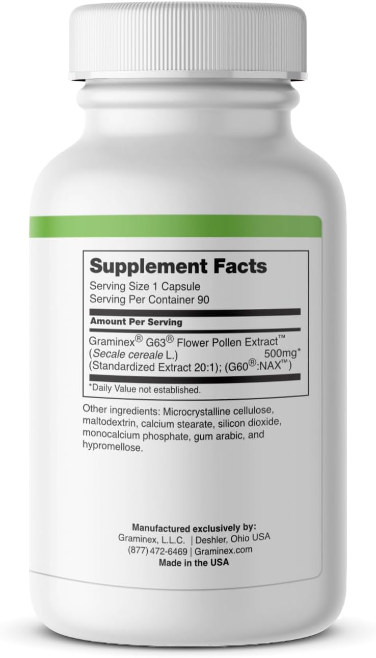 Graminex PollenAid Prostate Supplement - Rye Pollen Extract for Prostate & Urinary Health, 90 Vegetarian Capsules - görsel 3