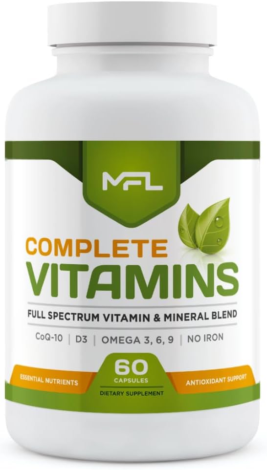Complete Vitamins Multivitamin and Minerals with Omega 3.6.9, CoQ-10, D3 – No Iron, 60 Capsules - görsel 1