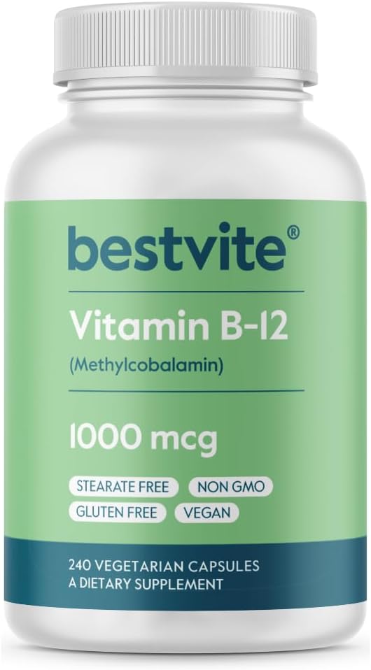 BESTVITE Vitamin B12 (Methylcobalamin) 1000mcg, 240 Vegetarian Capsules - görsel 1