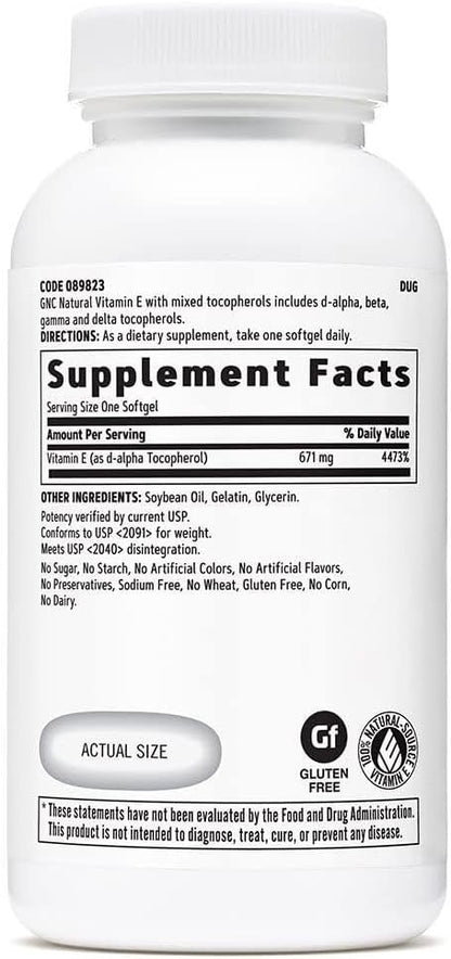 GNC Natural Vitamin E 1000 IU - 60 Softgels