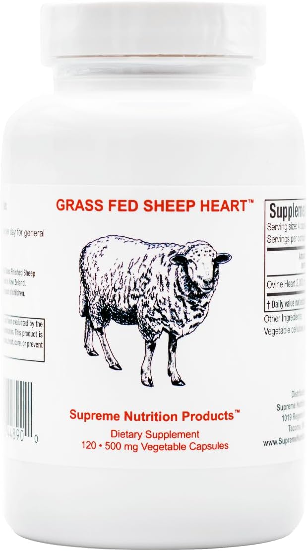 Supreme Nutrition Grass Fed Sheep Heart - 120 Pure Ovine Heart Capsules - görsel 1