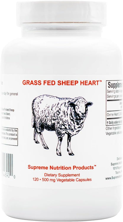Supreme Nutrition Grass Fed Sheep Heart - 120 Pure Ovine Heart Capsules