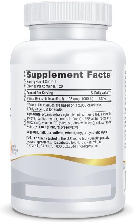 Nordic Naturals Pro Vitamin D3 1000, Orange - 120 Mini Softgels - görsel 2