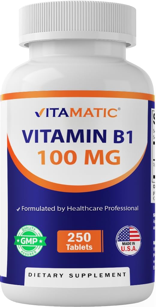 Vitamatic Vitamin B1 (Thiamine Mononitrate) 100mg, 250 Vegetarian Tablets - görsel 1