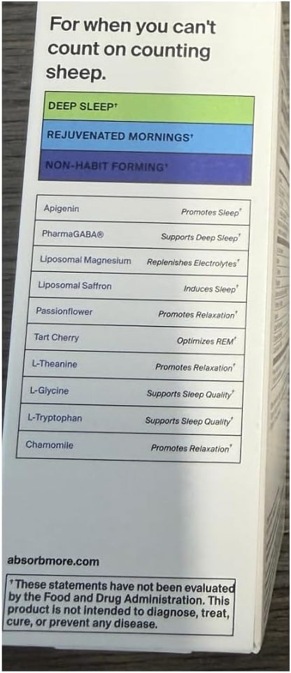 Sleep Aid Powder with Liposomal Saffron, Magnesium & PharmaGABA - Melatonin-Free Natural Supplement (Camomile Lemonade, 7 Sticks)