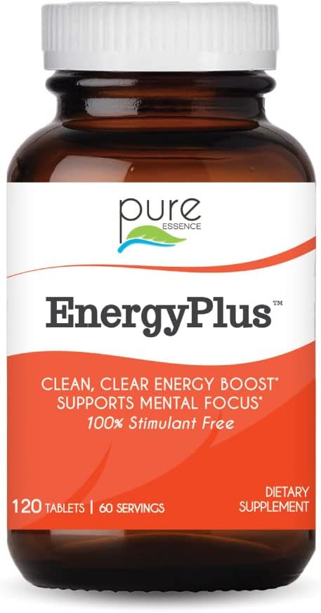 Energy Plus by Pure Essence - Caffeine Free, All Natural Herbal Energy and Focus Supplement - Smooth, No Jitters, No Energy Crash - 120 Tablets - görsel 1