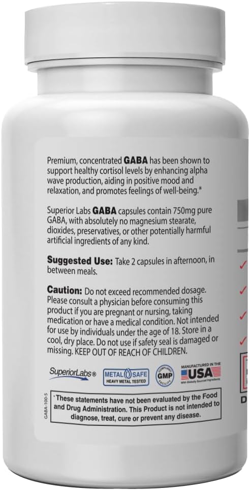 Superior Labs GABA Supplement 750mg – Maximum Strength Mood & Sleep Support - görsel 2
