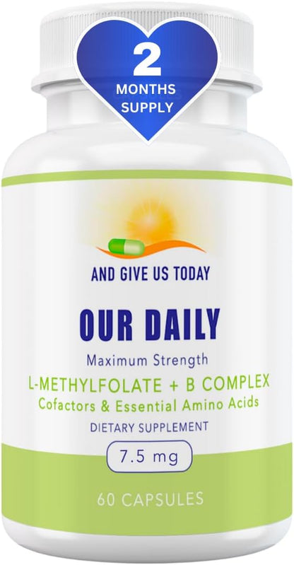 Our Daily Vites L-Methylfolate B Complex - Active Folate, Methylcobalamin, B6, Glycine - 60 Capsules