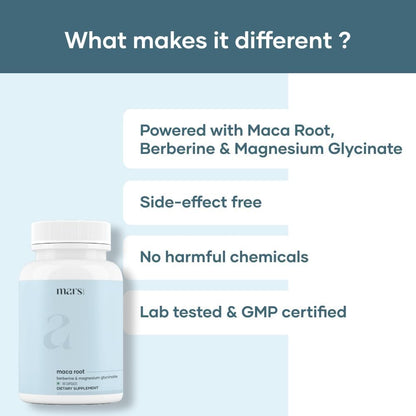 mars by GHC Maca Root Caps (Ginseng): Powered with Magnesium & Berberine - 60 Capsules | Overall Wellbeing | Good Health Company - Pack of 3
