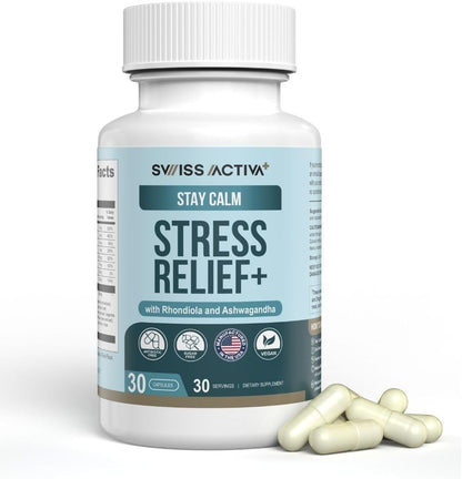 Swiss Activa+ Labs Stress Relief and Calm Supplement for Women – 30 Days Supply