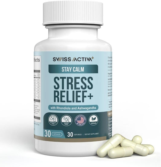 Swiss Activa+ Labs Stress Relief and Calm Supplement for Women – 30 Days Supply