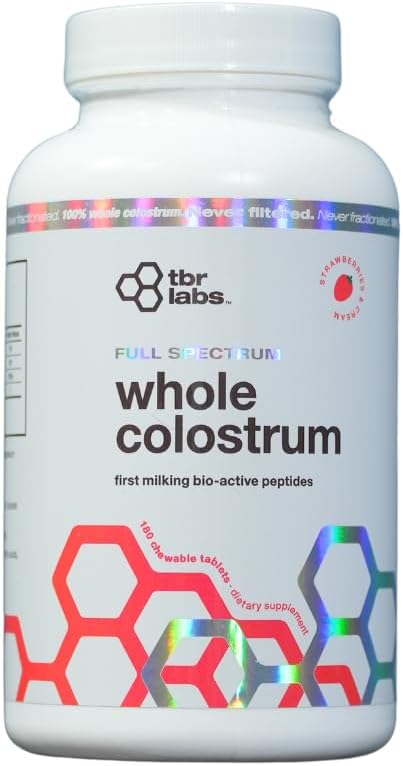 TBR Labs Bovine Colostrum - Grass-Fed, Gut Health & Immunity, 180 Chewable Tablets