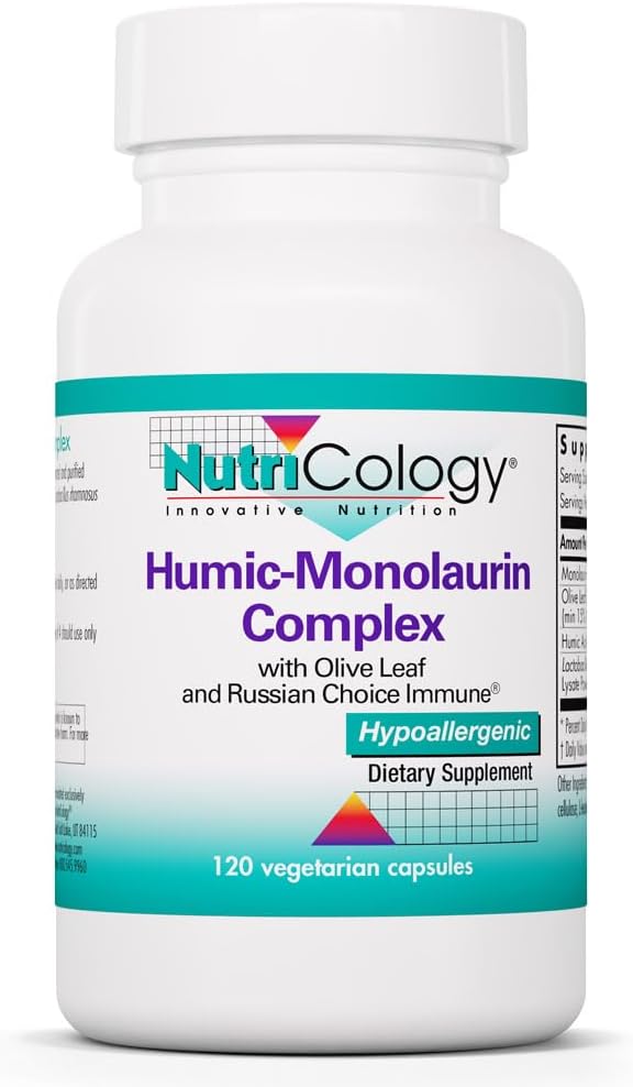 Nutricology Humic-Monolaurin Complex – 250 mg Humic Acid & 500 mg Monolaurin – Supports Natural Cleansing & Immune Defence – with Olive Leaf Extract – 120 Capsules - görsel 1