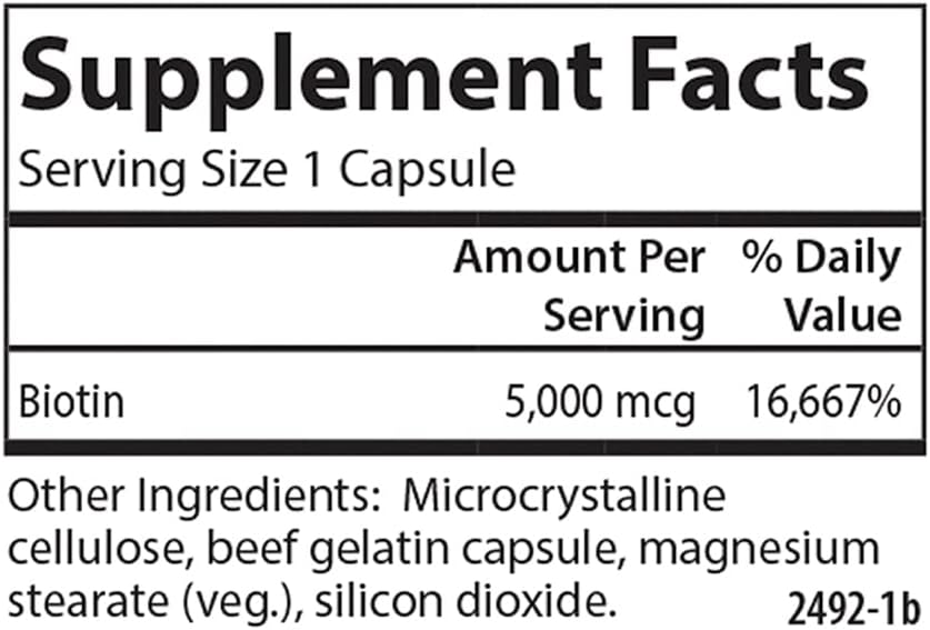 Carlson Biotin 5000 mcg – Healthy Hair, Strong Nails & Energy Metabolism, 100 Capsules - görsel 4