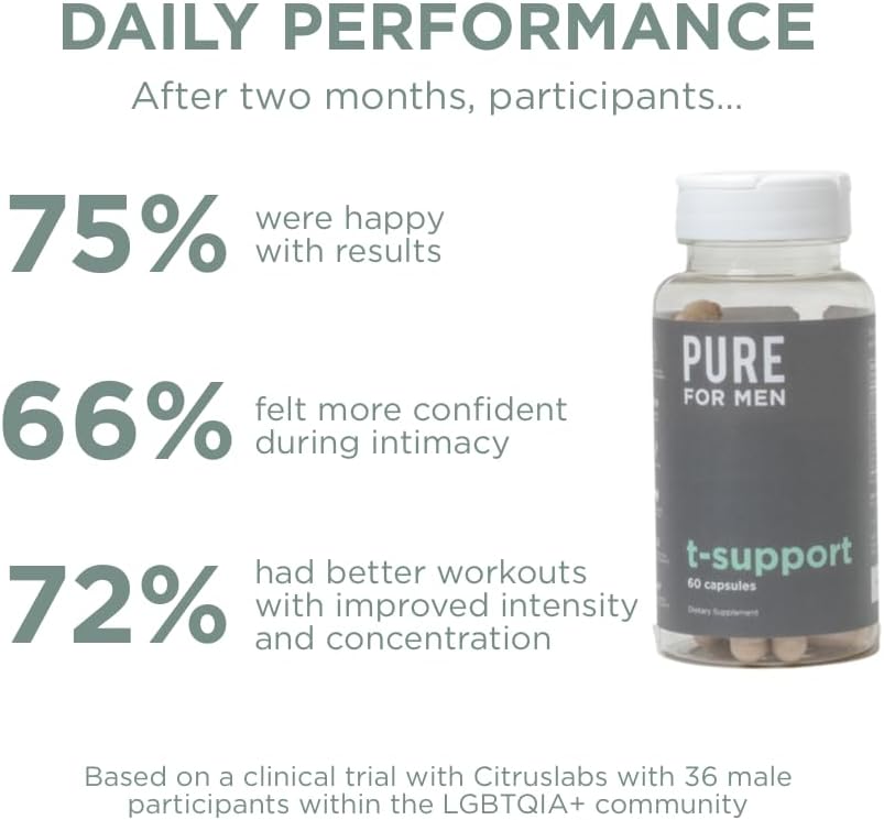 Pure for Men T-Support Supplement - Total Support for Men with Maca, Vitamin D3, and Ashwagandha, 60 Capsules - görsel 6
