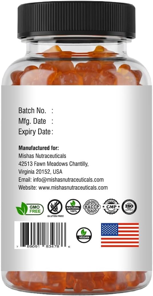 Mishas Nutraceuticals Hair Skin & Nails Gummies - Vegan Biotin Supplement for Healthy Hair, Skin & Nails - 60 Count - görsel 8