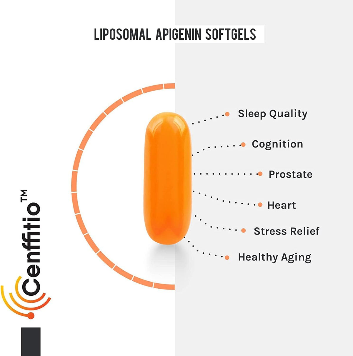Cenffitio Liposomal Apigenin 500mg Softgels – Optimal Apigenin Supplement with Fisetin, Quercetin and Theaflavins – 4-Month Supply - görsel 6