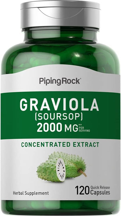 Piping Rock Graviola Soursop Capsules | 120 Count | Leaf Supplement | Concentrated Herbal Fruit Extract | Non-GMO, Gluten-free