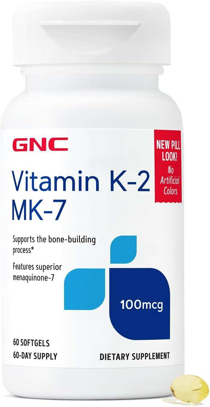 GNC Vitamin K-2 100mcg – Menaquinone-7 for Bone Health – 60 Softgels - görsel 1
