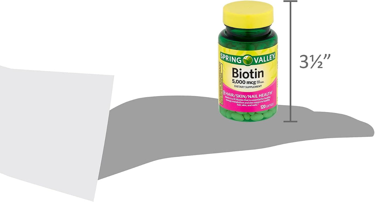 Spring Valley Biotin 5000 mcg, Super Potency, 120 Soft gel capsule Capsules - görsel 5