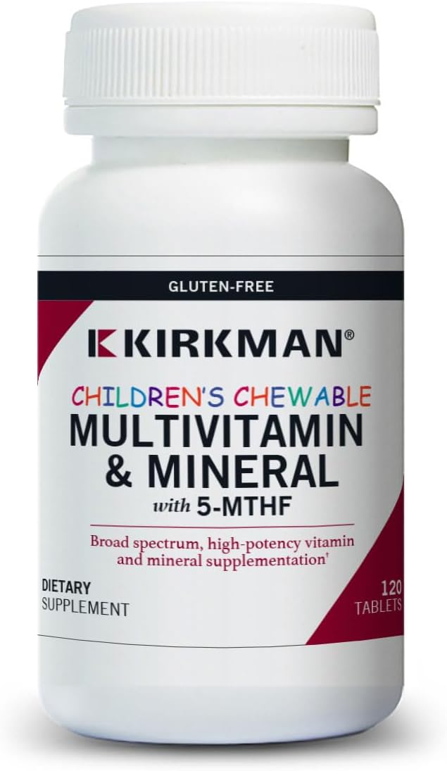 Kirkman - Children's Multivitamin & Mineral Chewable with 5-MTHF - 120 Capsules - Potent Broad-Spectrum Vitamin/Mineral Supplement - with Coenzyme Q-10 - Natural Mango & Peach Flavour - görsel 1