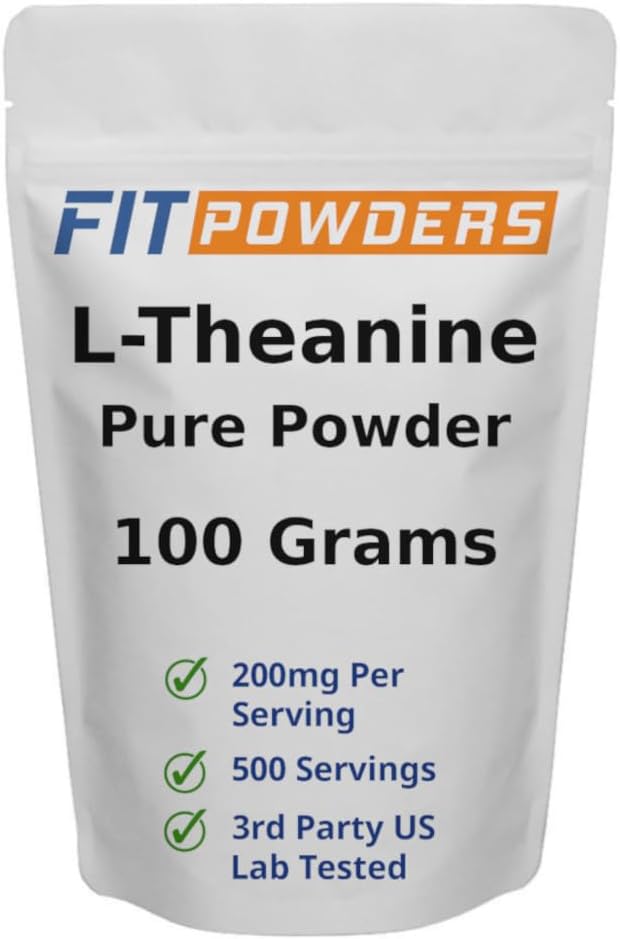 FitPowders L-Theanine Powder 100g – Pure L-Theanine Supplement, Scoop Included, Non-GM, Vegan, Gluten-Free - görsel 1