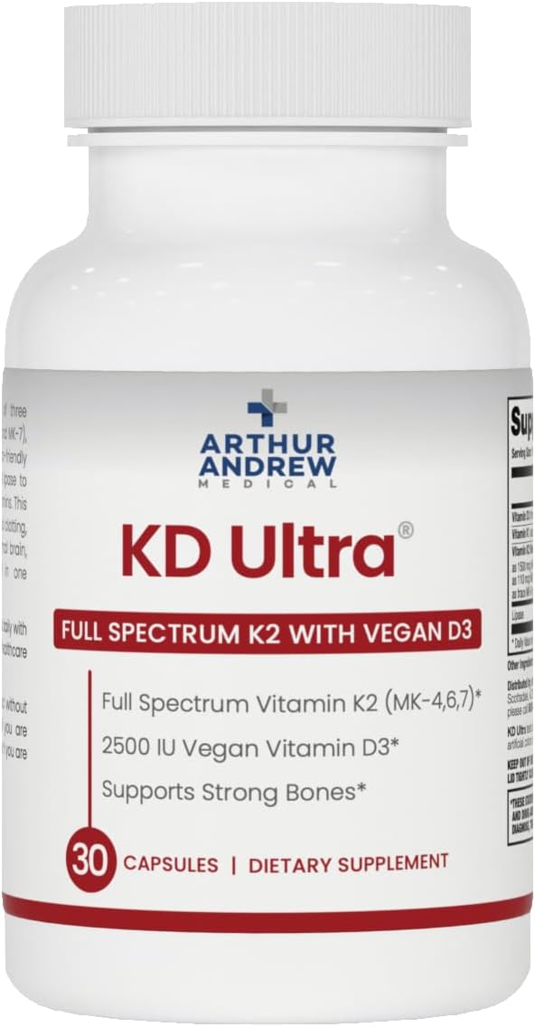 Arthur Andrew Medical KD Ultra – Vitamin D3 & K2 Food Supplement for Immune System, Heart, and Bone Health, 30 Capsules - görsel 1