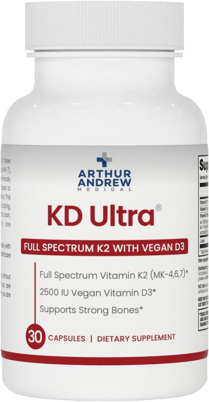 Arthur Andrew Medical KD Ultra – Vitamin D3 & K2 Food Supplement for Immune System, Heart, and Bone Health, 30 Capsules